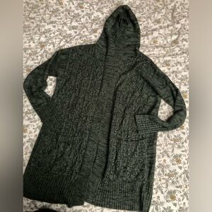 Merona Green Knit Hood with Pocket Cardigan